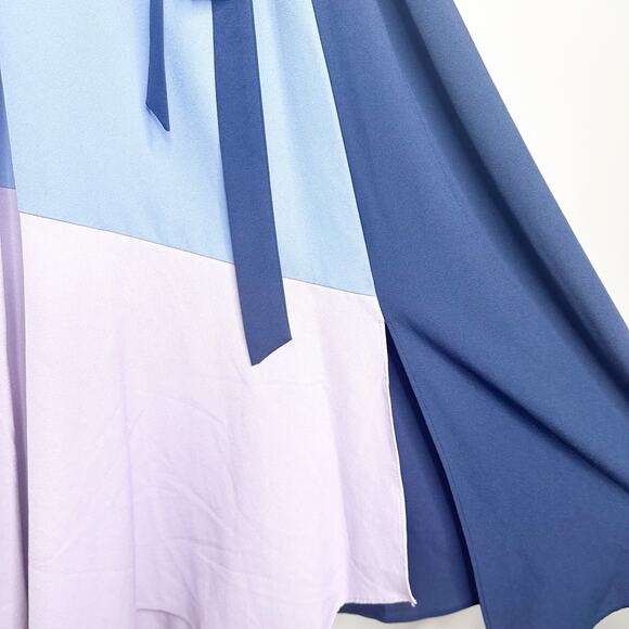 Hutch Womens Dress Ombre Colorblock Wrap V-Neck Flutter Sleeves Blue Pink Size L - Picture 5 of 9